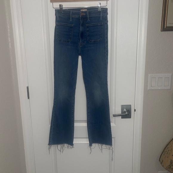 MOTHER Hustler Patch Pocket Ankle Fray Out For The Evening Medium Blue Jean 26 - Picture 4 of 12